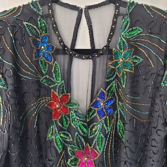 VINTAGE SCALA Beaded 80s Embellished Dress - Picture 5 of 16